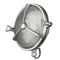 Lido Schiffslampe Messing Riffelglas IP64 rostfrei rund< Außenleuchten Antik|Außenwandleuchten