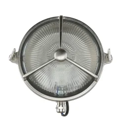 Lido Schiffslampe Messing Riffelglas IP64 rostfrei rund< Außenleuchten Antik|Außenwandleuchten