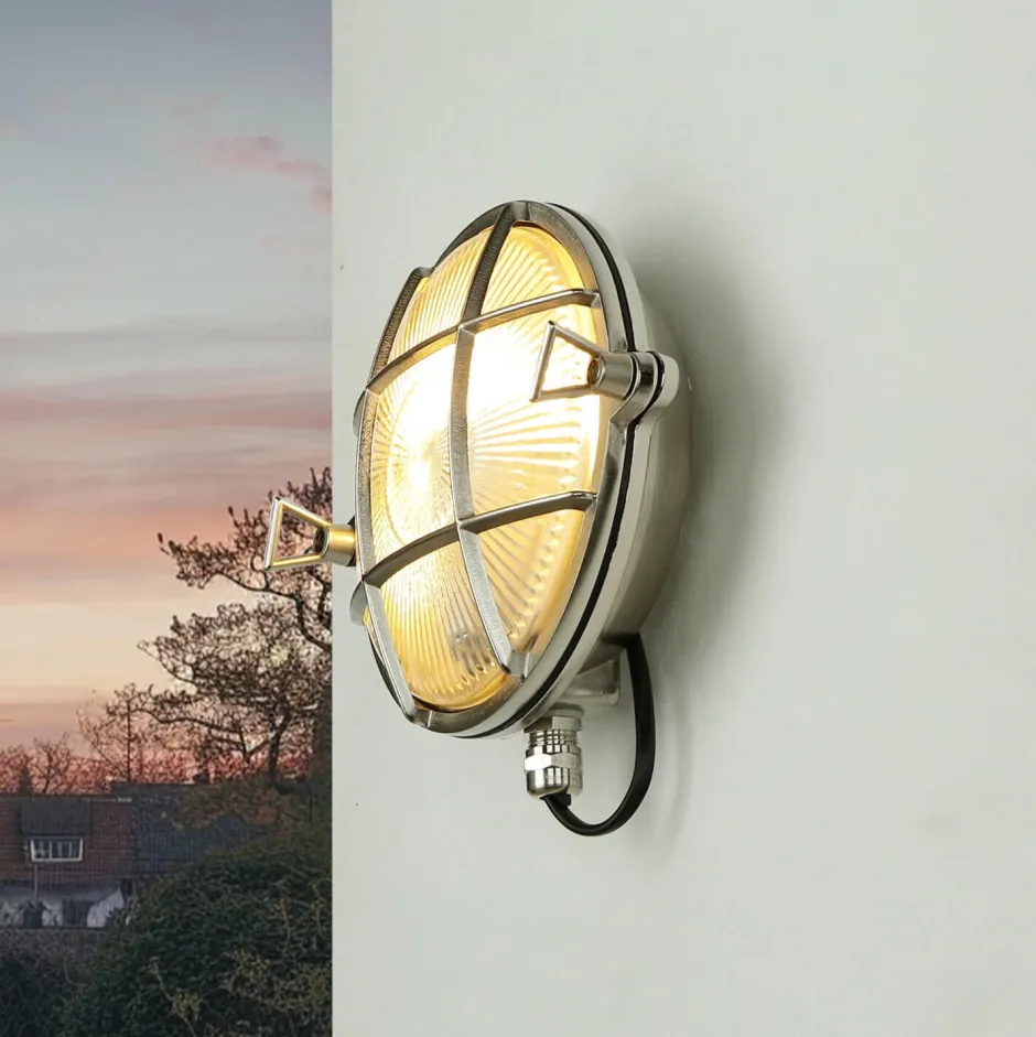 Lido Schiffsleuchte Außen Messing Riffelglas IP64 Haus< Außenwandleuchten|Rustikale Lampen