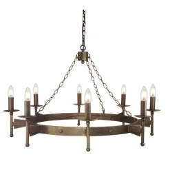 Hängelampen|Rustikale Lampen*Elstead Schmiedeeiserner Kronleuchter CAMELOT 1 Ø1m Mittelalter