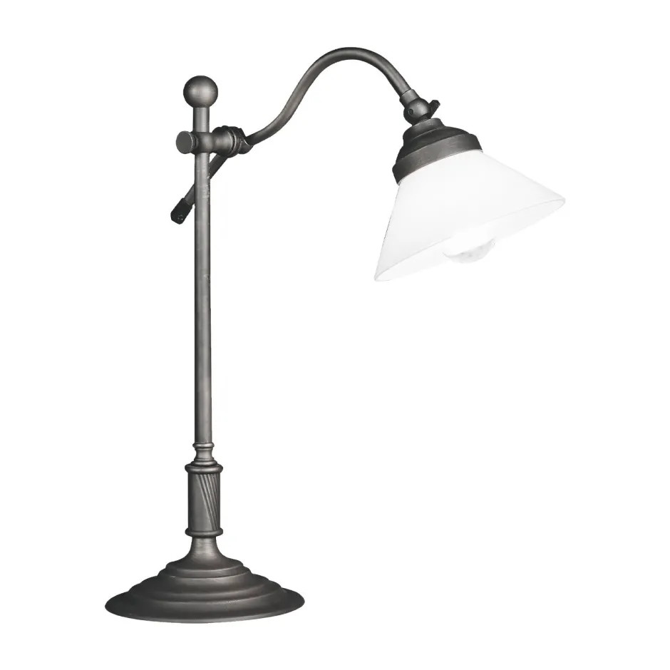 Schreibtischlampen|Glaslampen*Giovanni Battista Schreibtischlampe 40 cm Messing Glas Rustikal verstellbar