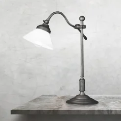 Schreibtischlampen|Glaslampen*Giovanni Battista Schreibtischlampe 40 cm Messing Glas Rustikal verstellbar