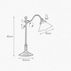 Schreibtischlampen|Glaslampen*Giovanni Battista Schreibtischlampe 40 cm Messing Glas Rustikal verstellbar