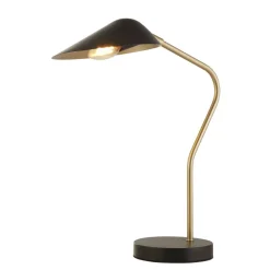 Bürolampen|Retro Lampen*Searchlight Schreibtischlampe E14 64,1 cm in Gold Schwarz matt