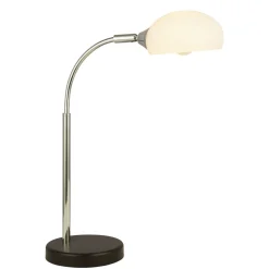 Glaslampen|Retro Lampen*Searchlight Schreibtischlampe Glas Metall H: 49 cm Weiß Chrom verstellbar