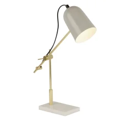 Schreibtischlampen|Retro Lampen*Searchlight Schreibtischlampe Grau Gold verstellbar 49 cm Marmor Sockel