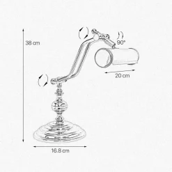 Tischlampen|Badezimmer Lampe*Giovanni Battista Schreibtischlampe Messing poliert 38 cm schwenkbar E14
