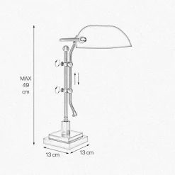 Giovanni Battista Schreibtischlampe Messing Glas H: 49 cm Zugschalter E27< Schreibtischlampen|Glaslampen