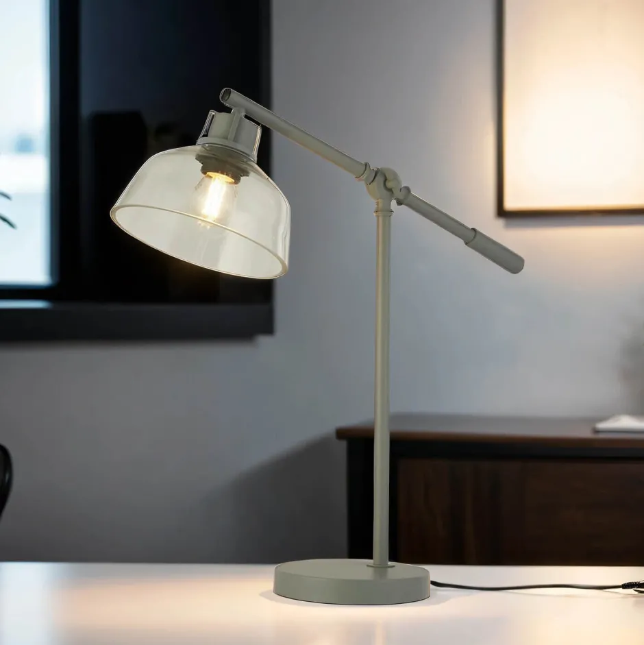 Searchlight Schreibtischlampe verstellbar 56 cm E27 Grau Vintage< Tischlampen|Wandleuchten