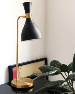 Elstead Schreibtischleuchte Metall 63,5cm Schwarz Messing Retro< Tischlampen|Bürolampen