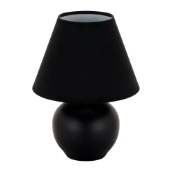 Tischlampen|Schlafzimmer Lampen*Strühm Schwarz Keramik Stoff 24 cm klein E14 LINNE