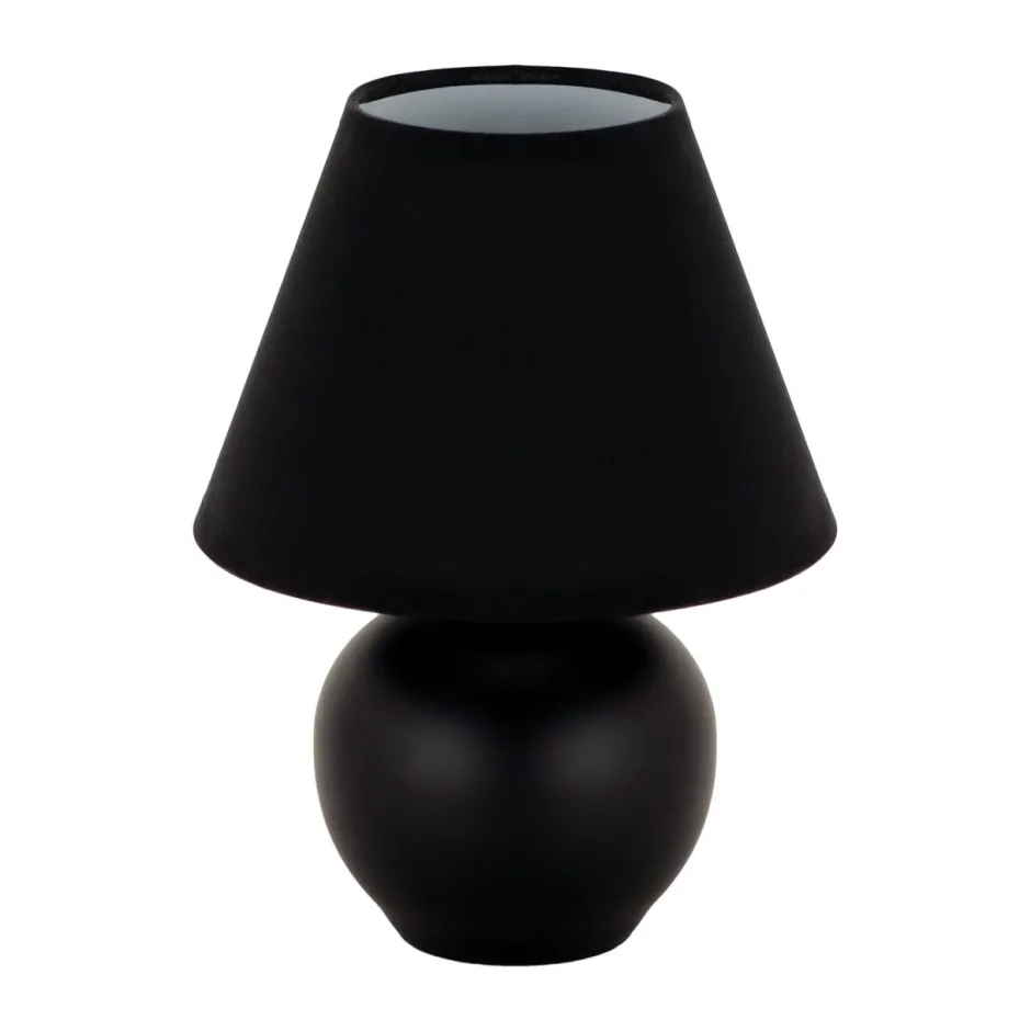 Tischlampen|Schlafzimmer Lampen*Strühm Schwarz Keramik Stoff 24 cm klein E14 LINNE