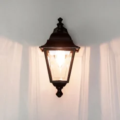 Außenwandleuchten|Rustikale Lampen*Lido Schwarze Außenlampe Aluminium IP44 Rustikal E27