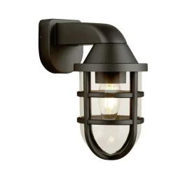 Maritime Lampen|Gartenlaternen*Searchlight Schwarze Außenleuchte Wand IP44 Schwarz E27 H: 21 cm