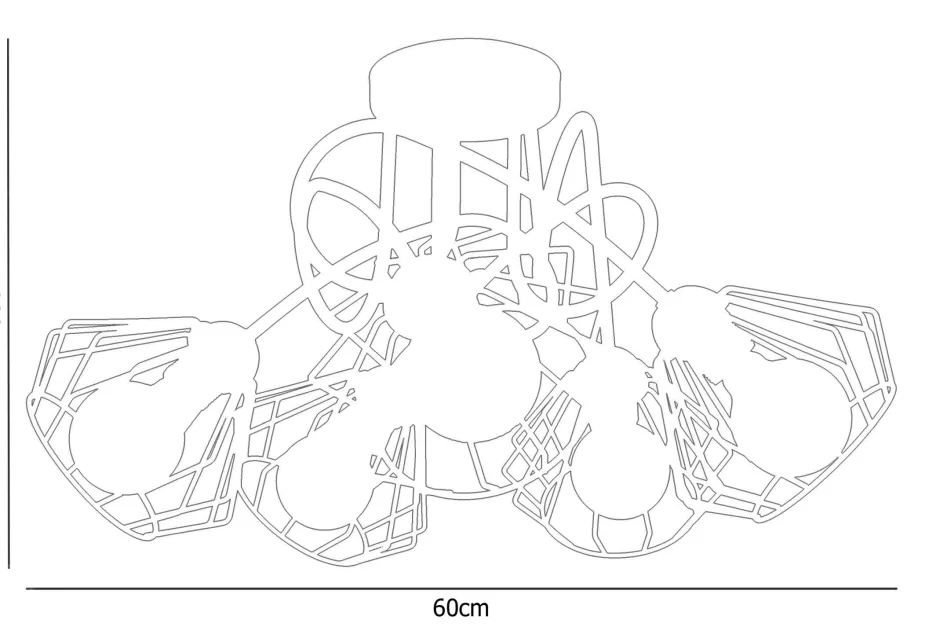 Bürolampen|Wohnzimmerlampen*Belis Schwarze Deckenlampe Metall Draht E27 L:60 cm 5-flammig