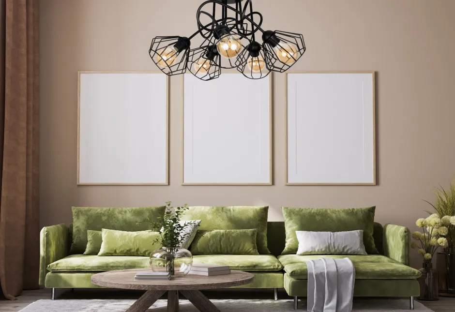 Bürolampen|Wohnzimmerlampen*Belis Schwarze Deckenlampe Metall Draht E27 L:60 cm 5-flammig