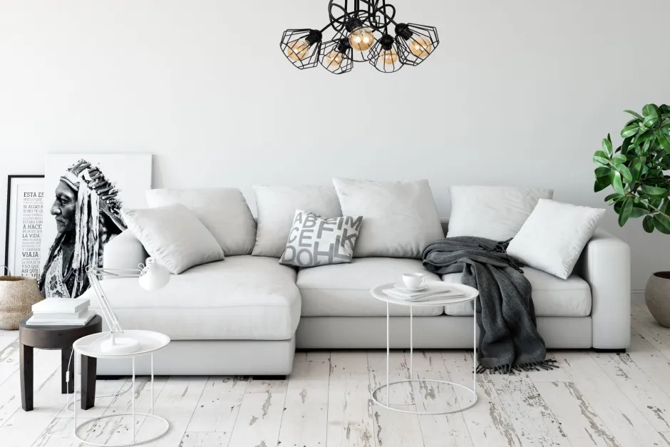 Bürolampen|Wohnzimmerlampen*Belis Schwarze Deckenlampe Metall Draht E27 L:60 cm 5-flammig