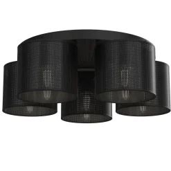 Luminex Schwarze Deckenlampe Metall Ø58 cm rund E27 5-flmg Loft< Deckenleuchten|Flurlampen