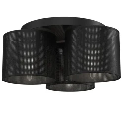 Luminex Schwarze Deckenlampe Metall Ø45 cm rund E27 3-flmg Loft< Deckenleuchten|Flurlampen