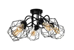 Belis Schwarze Deckenlampe Retro Metall E27 L:65 cm 5-flammig< Bürolampen|Wohnzimmerlampen