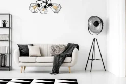 Bürolampen|Wohnzimmerlampen*Belis Schwarze Deckenlampe Retro Metall E27 L:65 cm 3-flammig