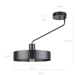 Deckenleuchten|Wohnzimmerlampen*Sigma Schwarze Deckenleuchte Metall Schirm Ø8 cm E27 Retro