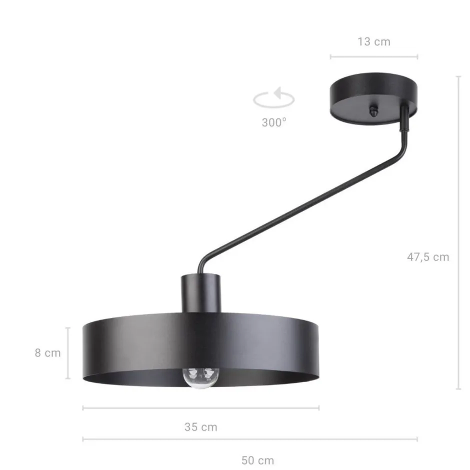 Deckenleuchten|Wohnzimmerlampen*Sigma Schwarze Deckenleuchte Metall Schirm Ø8 cm E27 Retro