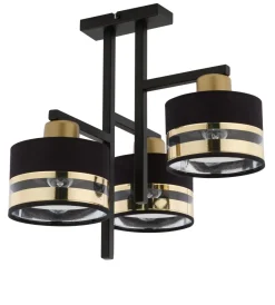 Sigma Schwarze Deckenleuchte Metall E27 3-flammig gemütlich< Deckenleuchten|Esszimmer Lampen