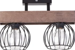 Sigma Schwarze Deckenleuchte Metall Holz E27 41 cm lang< Deckenleuchten|Flurlampen