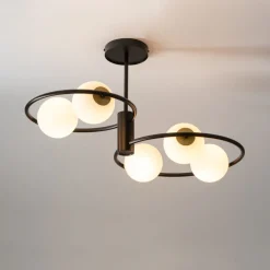 Sigma Schwarze Deckenleuchte Metall G9 5-flammige Glas Kugel< Deckenleuchten|Kugellampen