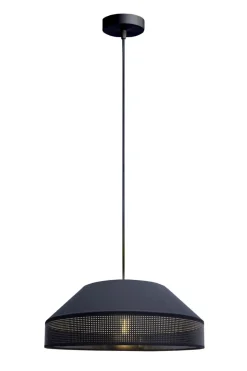Wohnzimmerlampen|Stofflampen*Belis Schwarze Hängelampe blendarm Stoff wohnlich B:45 cm E27