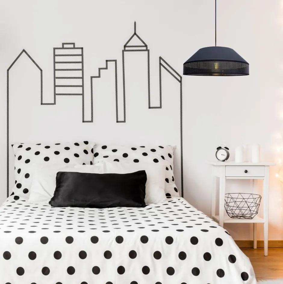 Wohnzimmerlampen|Stofflampen*Belis Schwarze Hängelampe blendarm Stoff wohnlich B:45 cm E27