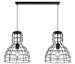 Hängelampen|Bürolampen*Belis Schwarze Hängelampe Draht Metall 85 cm 2-flmg E27 Loft