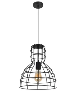 Belis Schwarze Hängelampe Drahtschirm Metall Ø30 cm E27 Loft< Hängelampen|Bürolampen