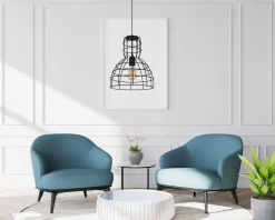 Belis Schwarze Hängelampe Drahtschirm Metall Ø30 cm E27 Loft< Hängelampen|Bürolampen