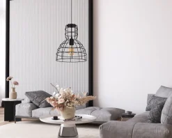 Belis Schwarze Hängelampe Drahtschirm Metall Ø30 cm E27 Loft< Hängelampen|Bürolampen