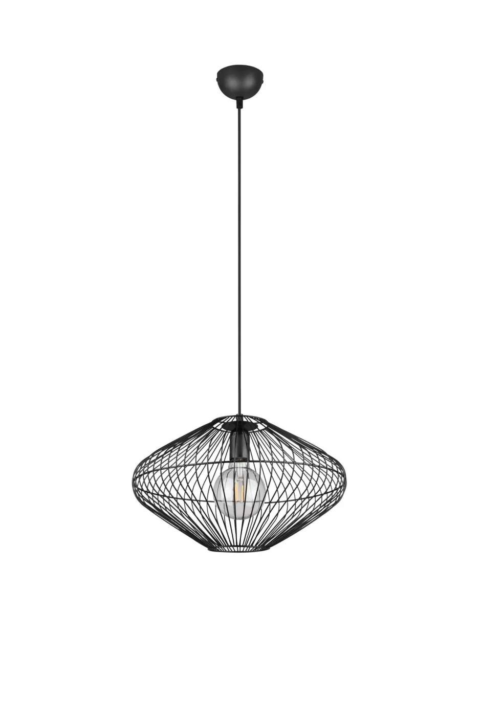 Hängelampen|Bürolampen*Trio Reality Schwarze Hängelampe Drahtschirm Metall E27 Ø38 cm Retro