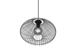 Hängelampen|Bürolampen*Trio Reality Schwarze Hängelampe Drahtschirm Metall E27 Ø38 cm Retro