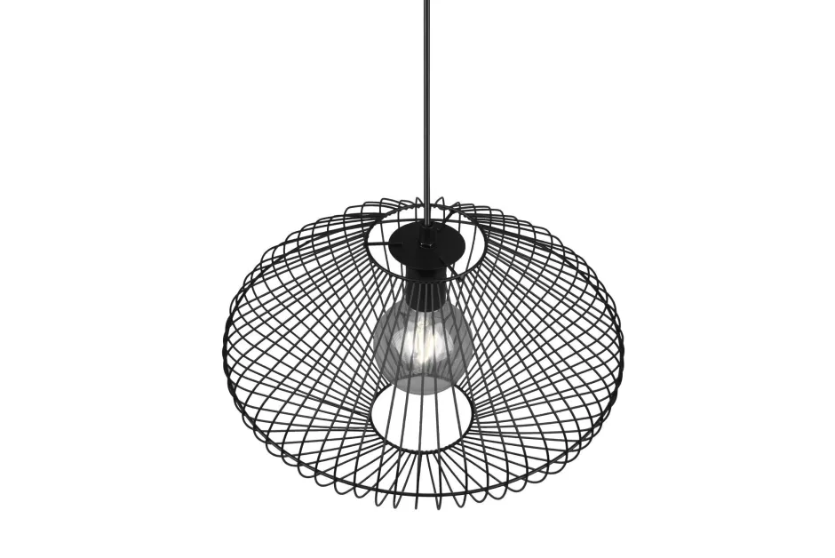 Hängelampen|Bürolampen*Trio Reality Schwarze Hängelampe Drahtschirm Metall E27 Ø38 cm Retro