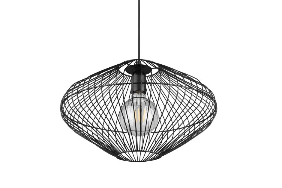 Hängelampen|Bürolampen*Trio Reality Schwarze Hängelampe Drahtschirm Metall E27 Ø38 cm Retro