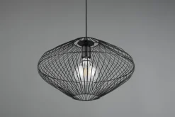 Hängelampen|Bürolampen*Trio Reality Schwarze Hängelampe Drahtschirm Metall E27 Ø38 cm Retro
