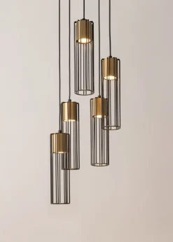 Hängelampen|Moderne Lampen*Sigma Schwarze Hängelampe Gold Metall Gitter GU10 dekorativ