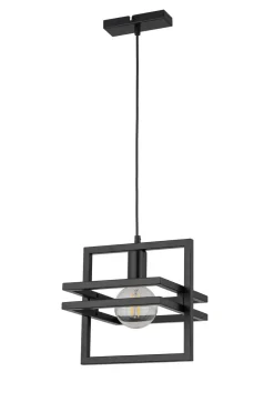 Moderne Lampen|Designerlampen*Sigma Schwarze Hängelampe Metall bis 0,9 m E27 stylisch