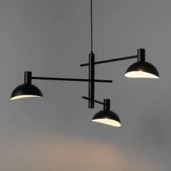 Moderne Lampen|Designerlampen*Sigma Schwarze Hängelampe Metall Innen Weiß 3-flammig Modern