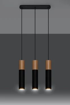 Hängelampen|Esszimmer Lampen*Sollux Schwarze Hängelampe Metall Holz Skandinavisch Esszimmer