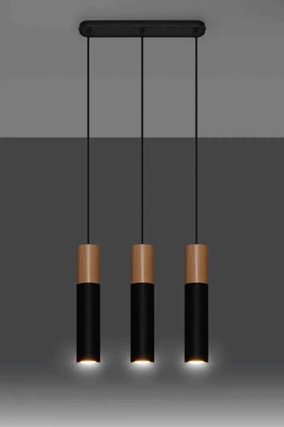 Hängelampen|Esszimmer Lampen*Sollux Schwarze Hängelampe Metall Holz Skandinavisch Esszimmer