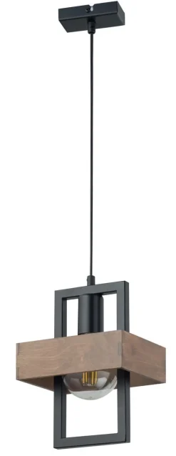 Hängelampen|Moderne Lampen*Sigma Schwarze Hängelampe Metall Holz wohnlich E27 bis 0,8m