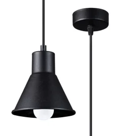 Hängelampen|Wohnzimmerlampen*Sollux Schwarze Hängelampe Metall Ø 14 cm Retro E27