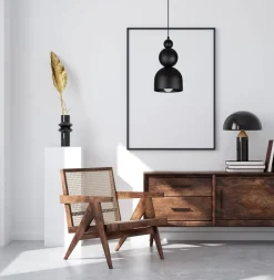 Belis Schwarze Hängelampe Metall Loft Design E27 B:17 cm rund< Hängelampen|Bürolampen