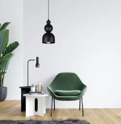 Belis Schwarze Hängelampe Metall Loft Design E27 B:17 cm rund< Hängelampen|Bürolampen